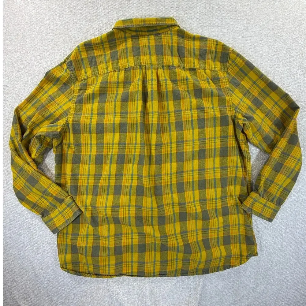 The North Face Men's Gold 2XL Plaid Flannel Long Sleeve Button Front Shirt Top